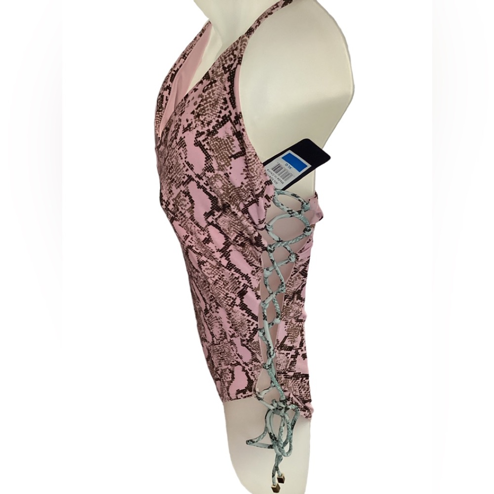 Python Print Side Lace-Up OnePiece S2 - Picture 4 of 11
